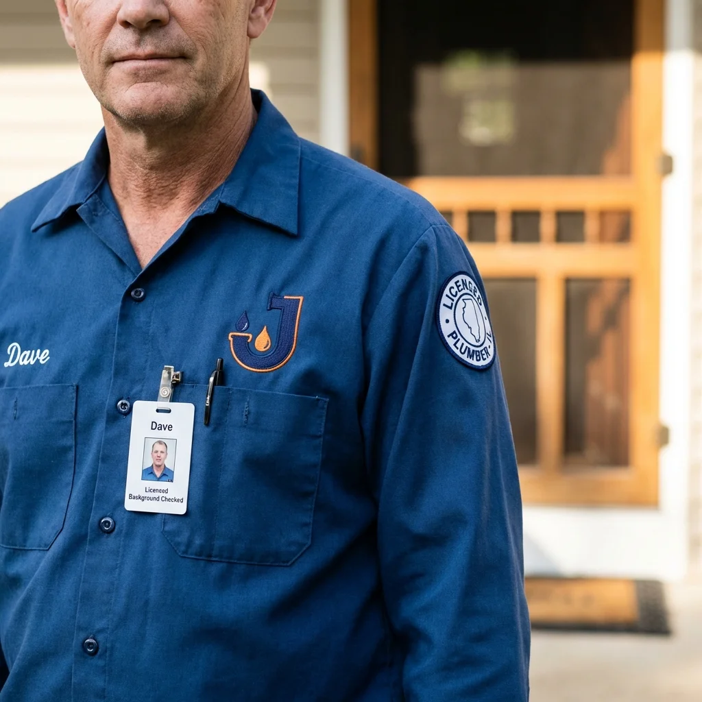 Licensed plumber showing ID badge in Everson, WA