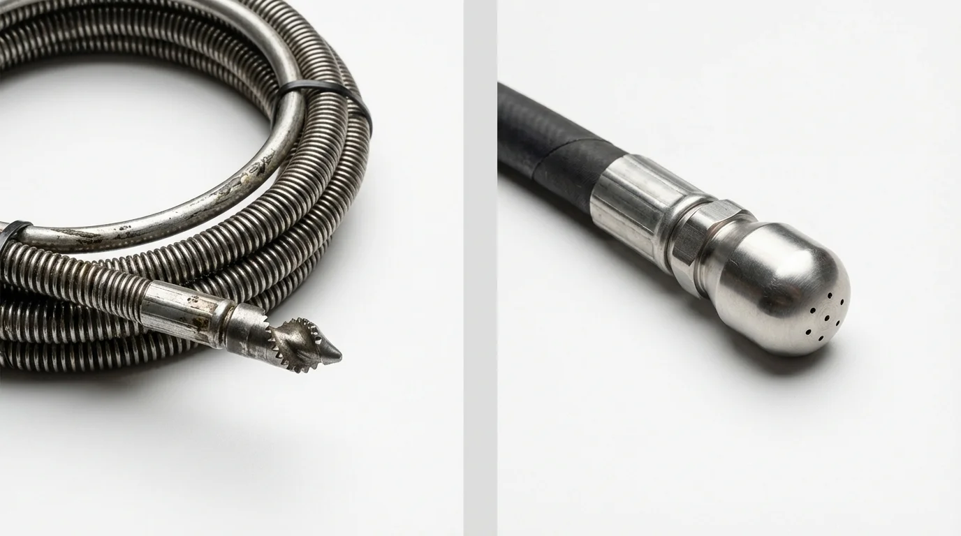 Drain snake cable and hydro jetting nozzle used for drain cleaning in Everson, WA