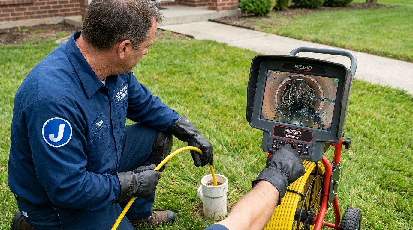 Sewer camera inspection being performed by Johns Plumbing LLC in Everson